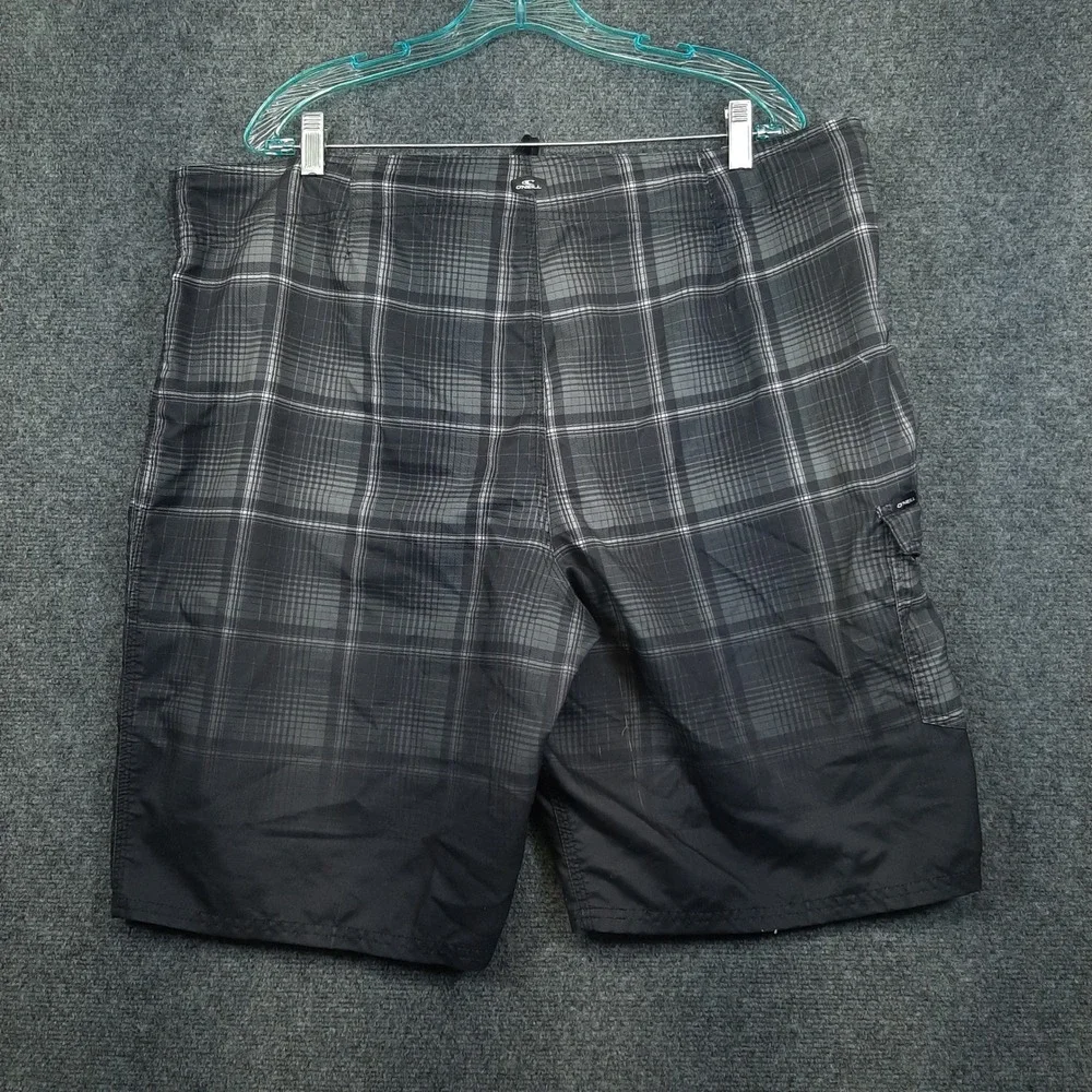 O'Neill Board Shorts SP8106027 40 Black Grey Plaid Mens Cargo Swim Trunks
